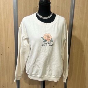 Wound Up Cream Sweatshirt with Rose Graphic